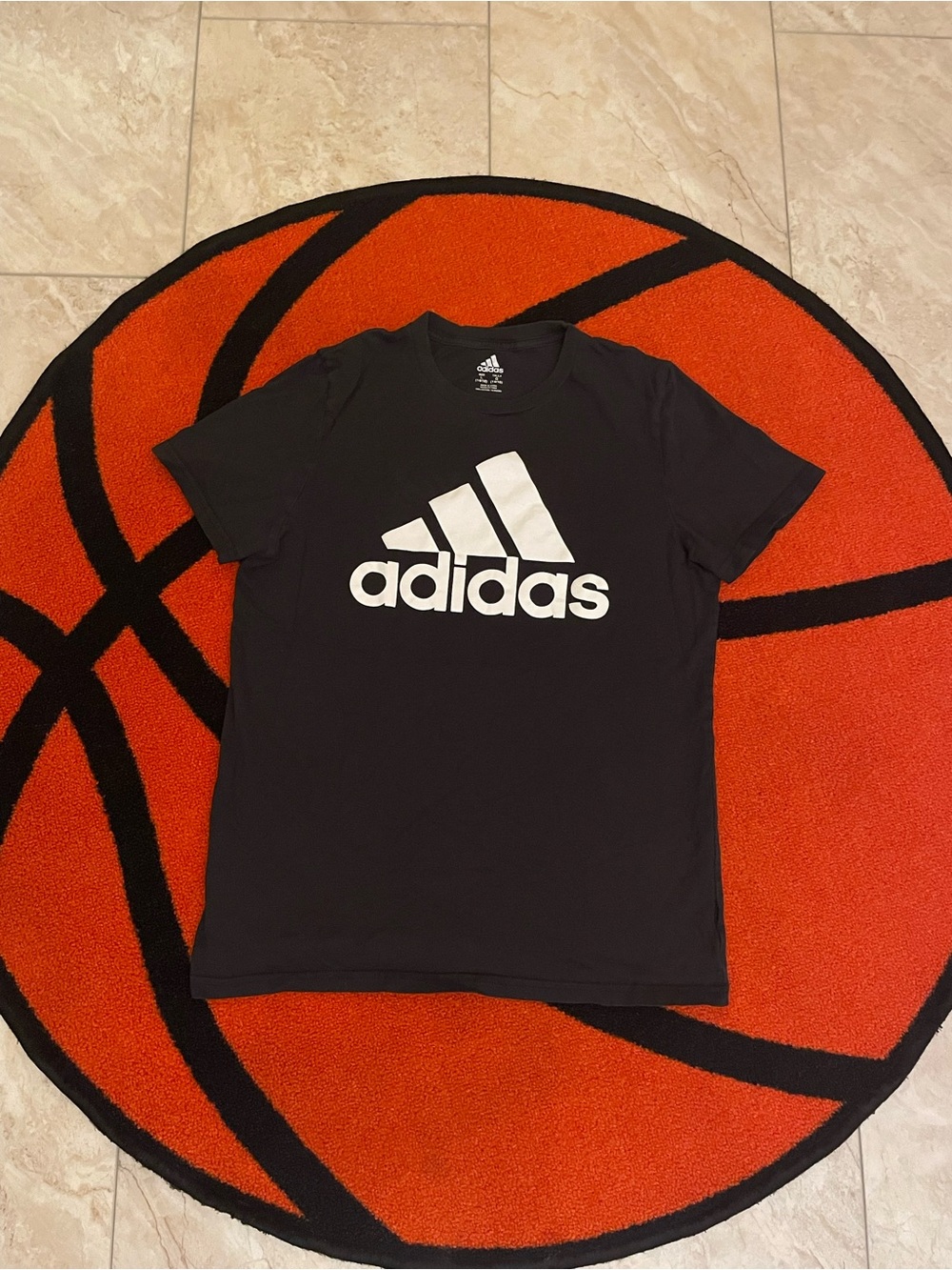 Adidas Black T-Shirt with White Logo. Kids Large